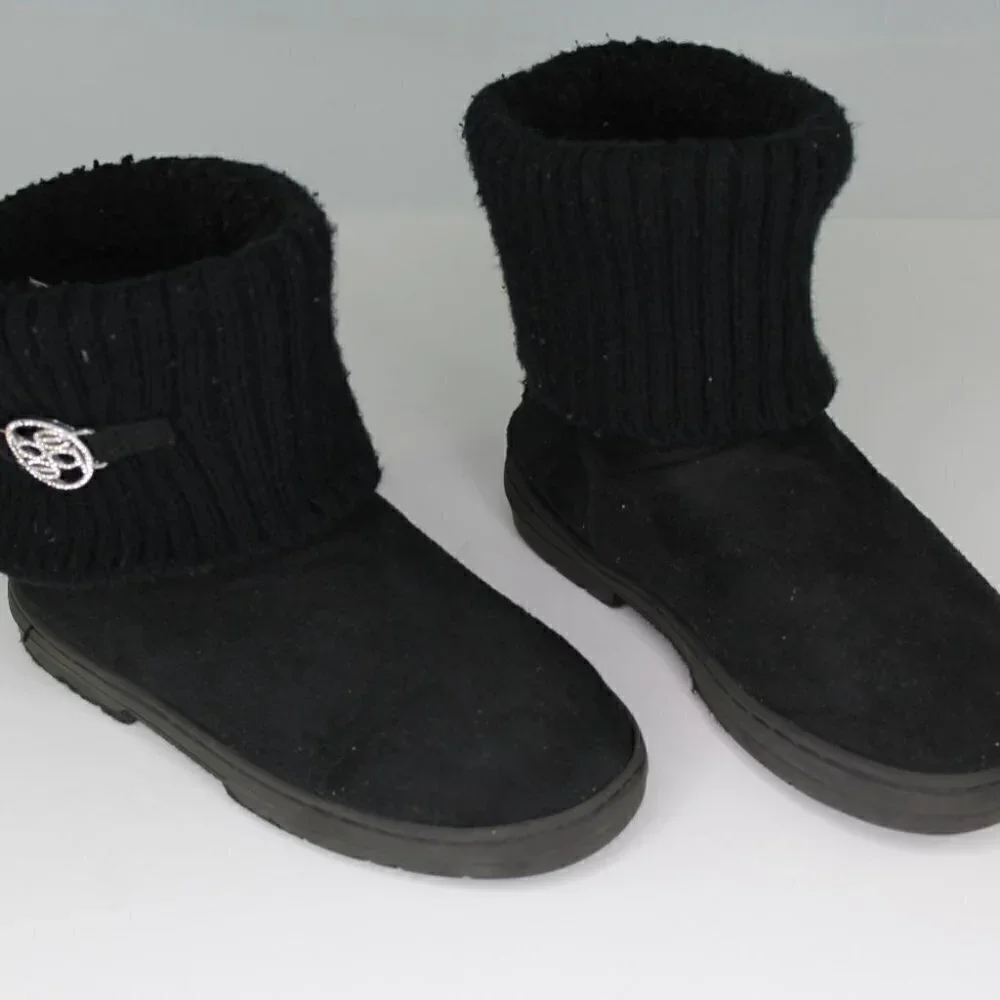Bebe Girl Sweater Cuff Boots Size 3 Youth Black